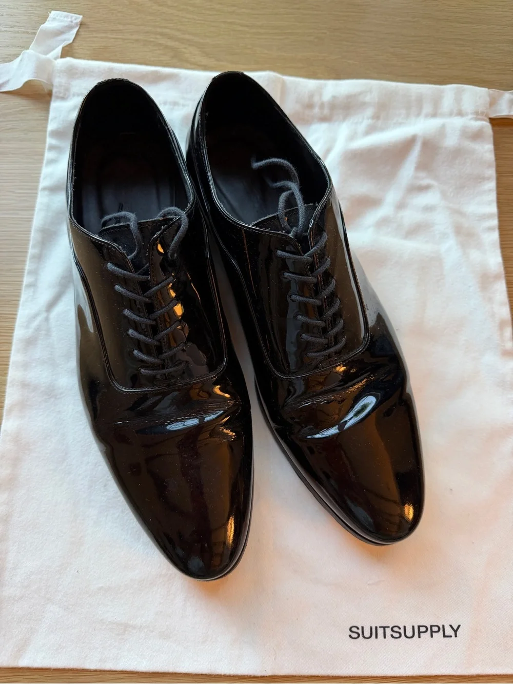 Suitsupply Black Patent Leather Lace-Up Oxfords